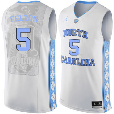 Men #5 Jalek Felton North Carolina Tar Heels College Basketball Jerseys Sale-White - Click Image to Close